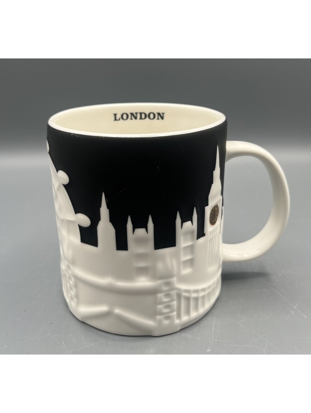 Starbucks London 2011 Relief Mug 16oz 3D Skyline Black White Collector Series